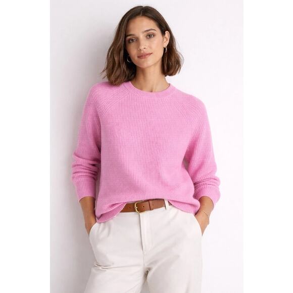 J. Crew Sweaters - J. Crew Cashmere Relaxed Fit Ribbed Crewneck Sweater Pink Women's Size Medium
